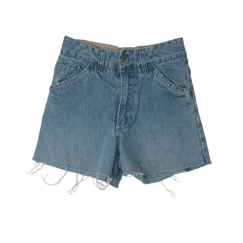 Youth Dickies Denim Cutoff Shorts Little Girls Size‎ 10 Light Wash Frayed Hem